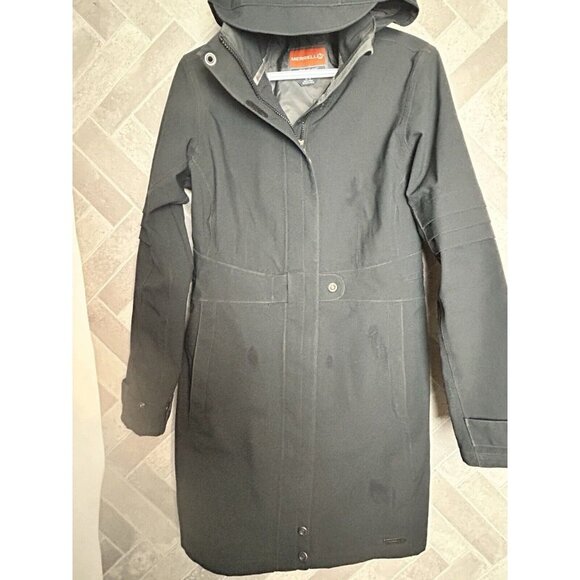 Merrell Jackets & Blazers - Merrell Opti Warm Shell Black Jacket Womens Medium Long Parka Hooded Waterproof